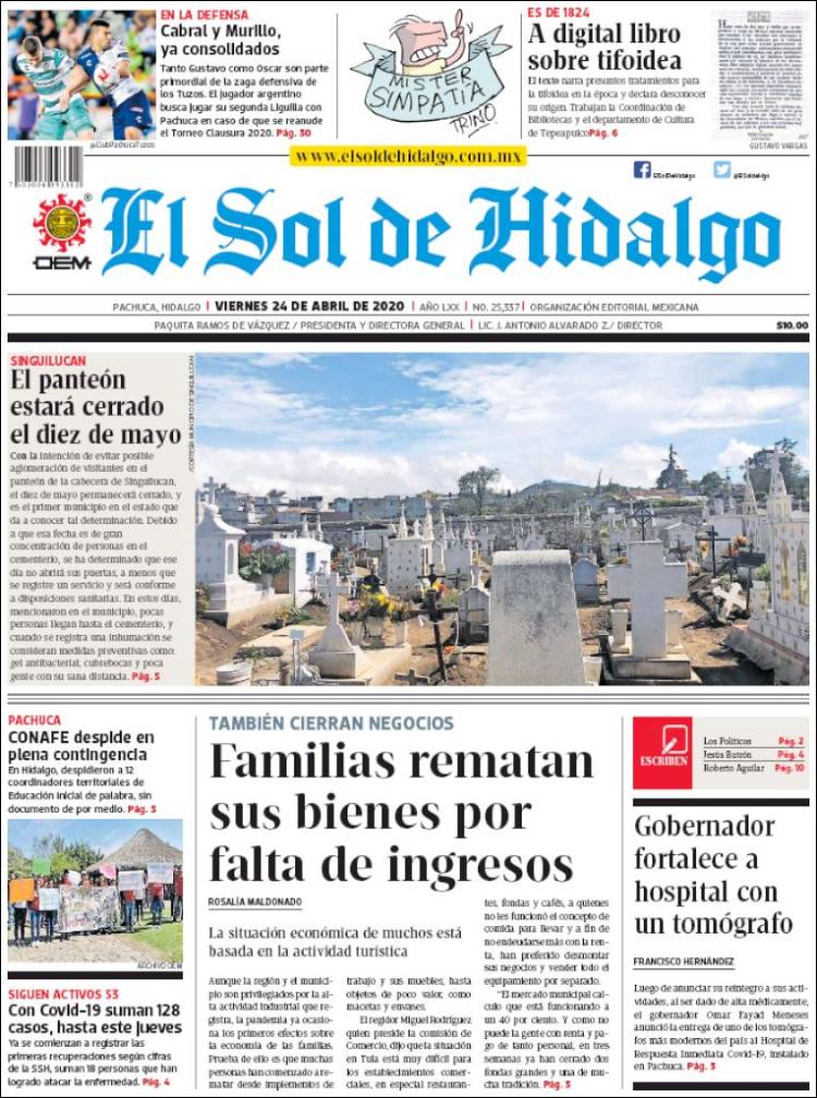 Portada de El Sol de Hidalgo (México)