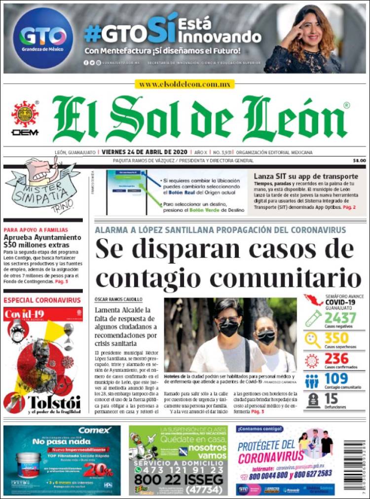 Portada de El Sol de León (México)