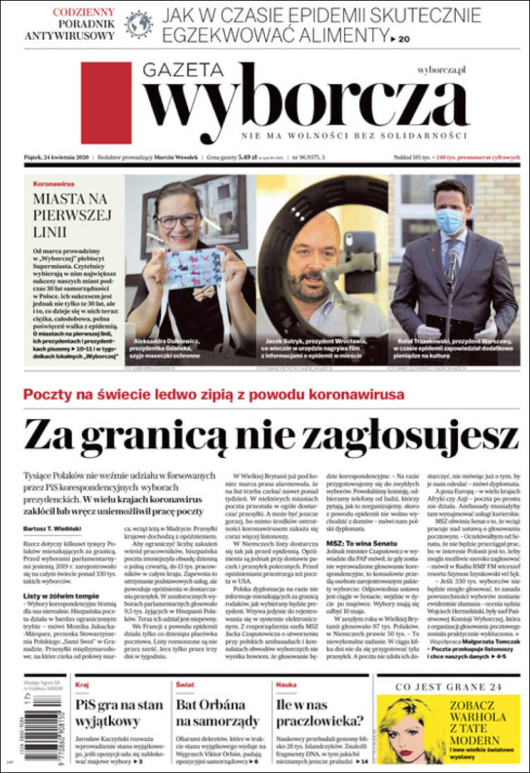 Portada de Gazeta Wyborcza (Polonia)