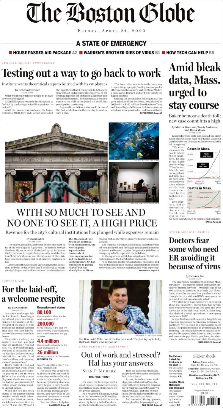 Portada de Boston Globe (USA)