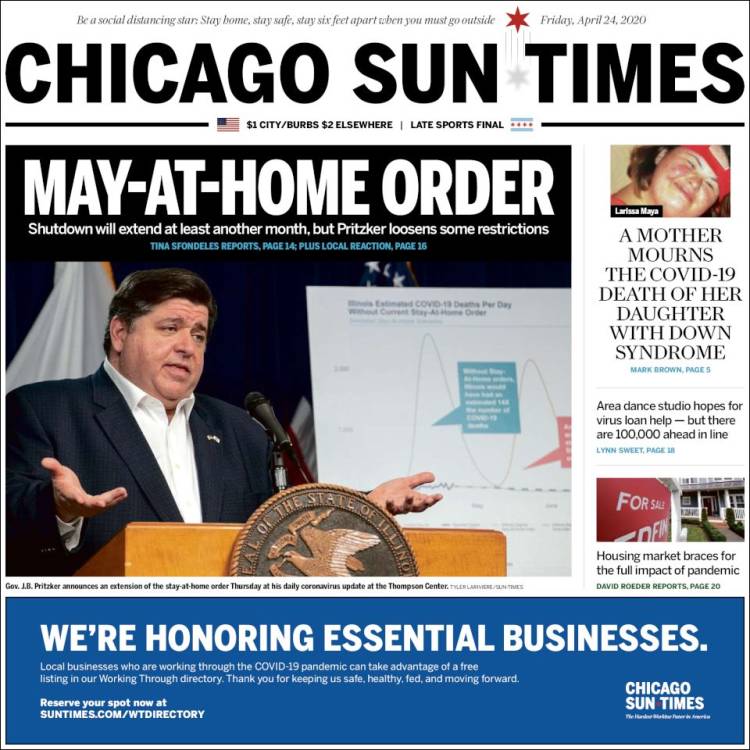 Portada de Chicago Sun-Times (USA)