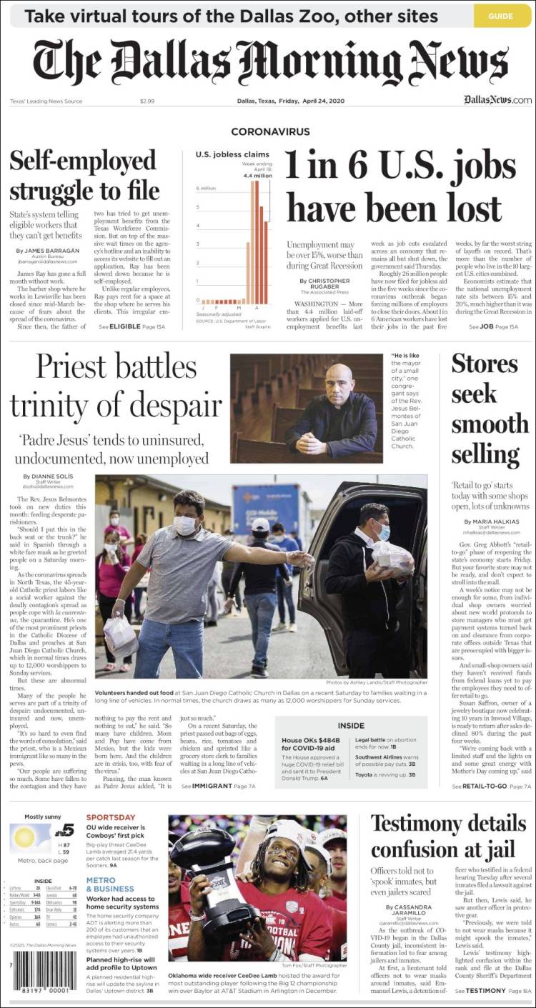 Portada de Dallas Morning News (USA)