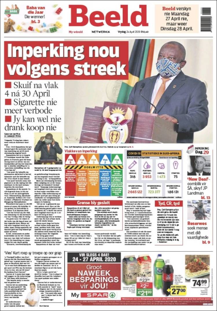 Portada de Beeld (Sud&aacute;frica)