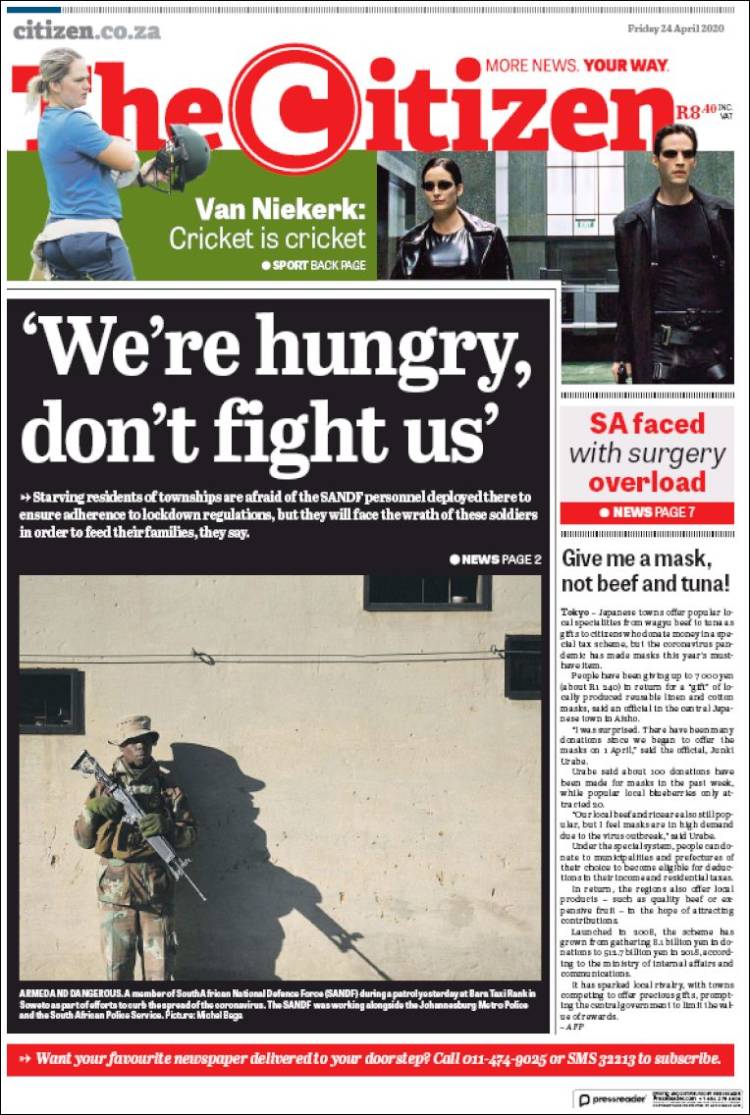 Portada de The Citizen (Sud&aacute;frica)