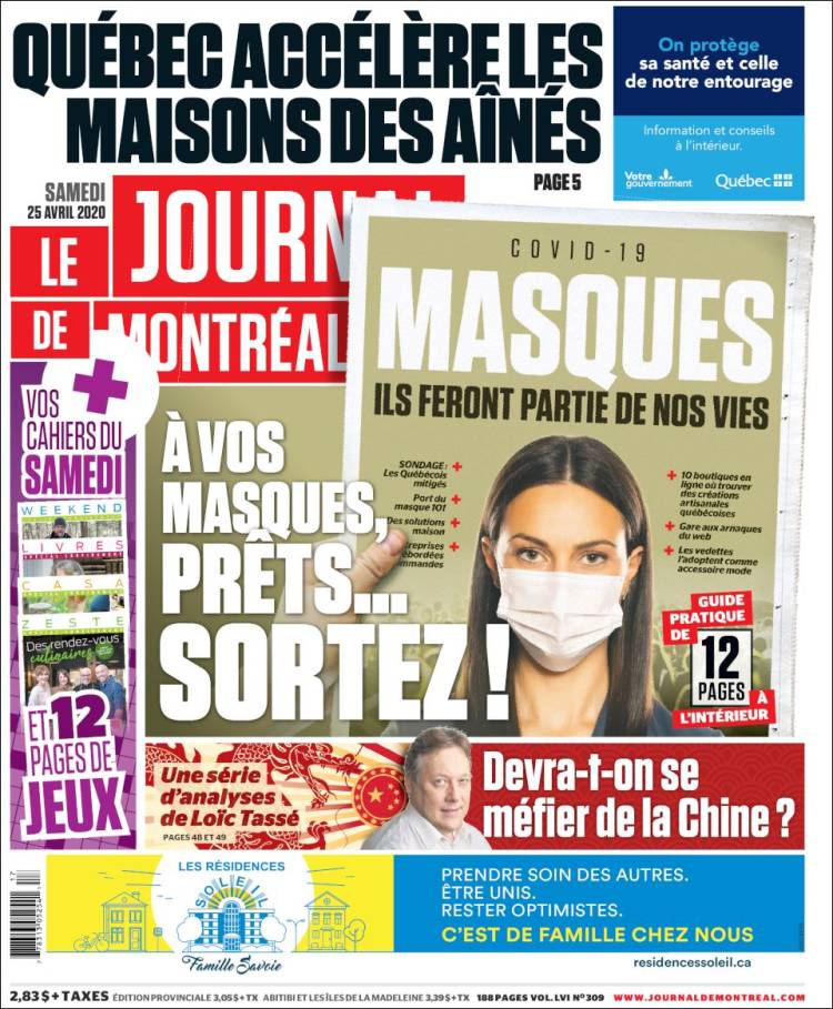 Portada de Le Journal de Montréal (Canadá)