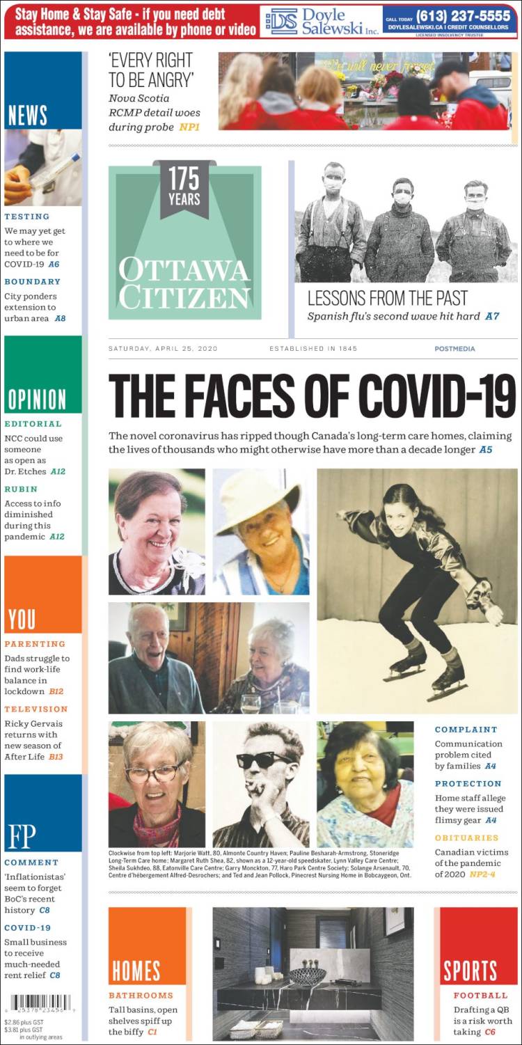 Portada de Ottawa Citizen (Canadá)