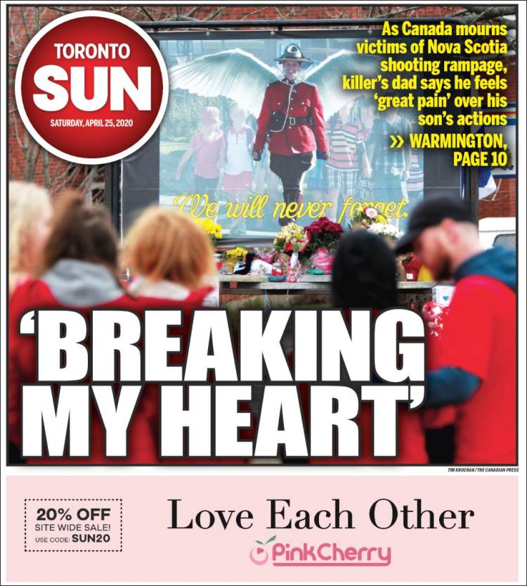 Portada de The Toronto Sun (Canadá)