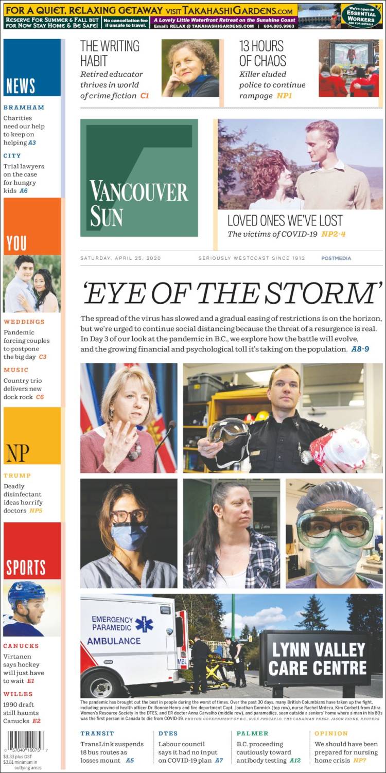 Portada de The Vancouver Sun (Canadá)