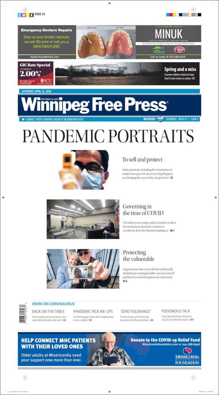 Portada de Winnipeg Free Press (Canadá)