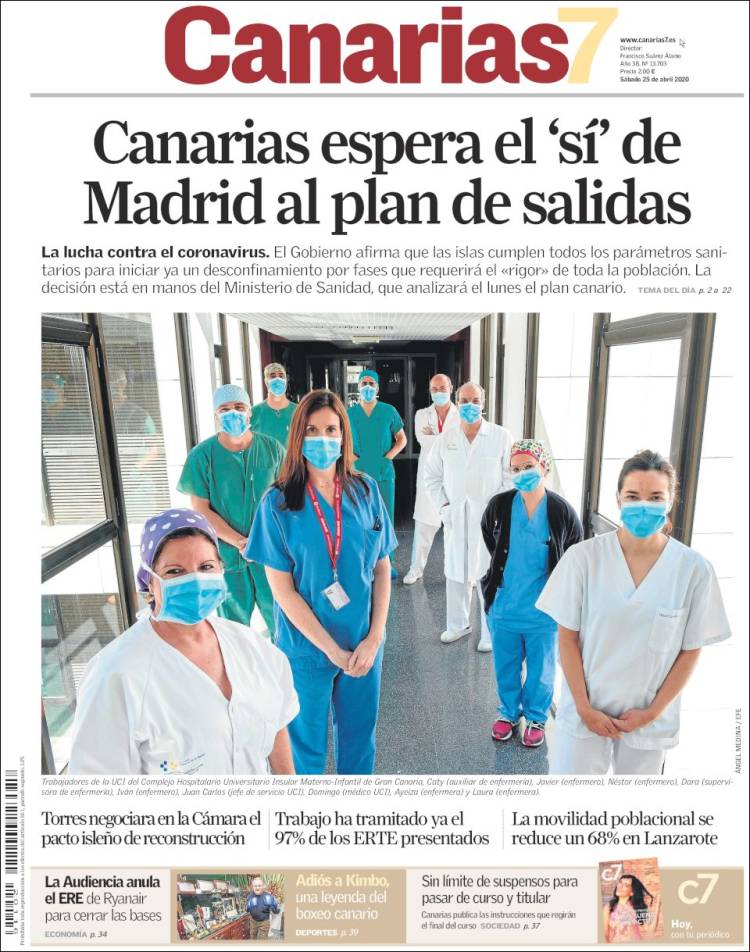 Portada de Canarias 7 (España)