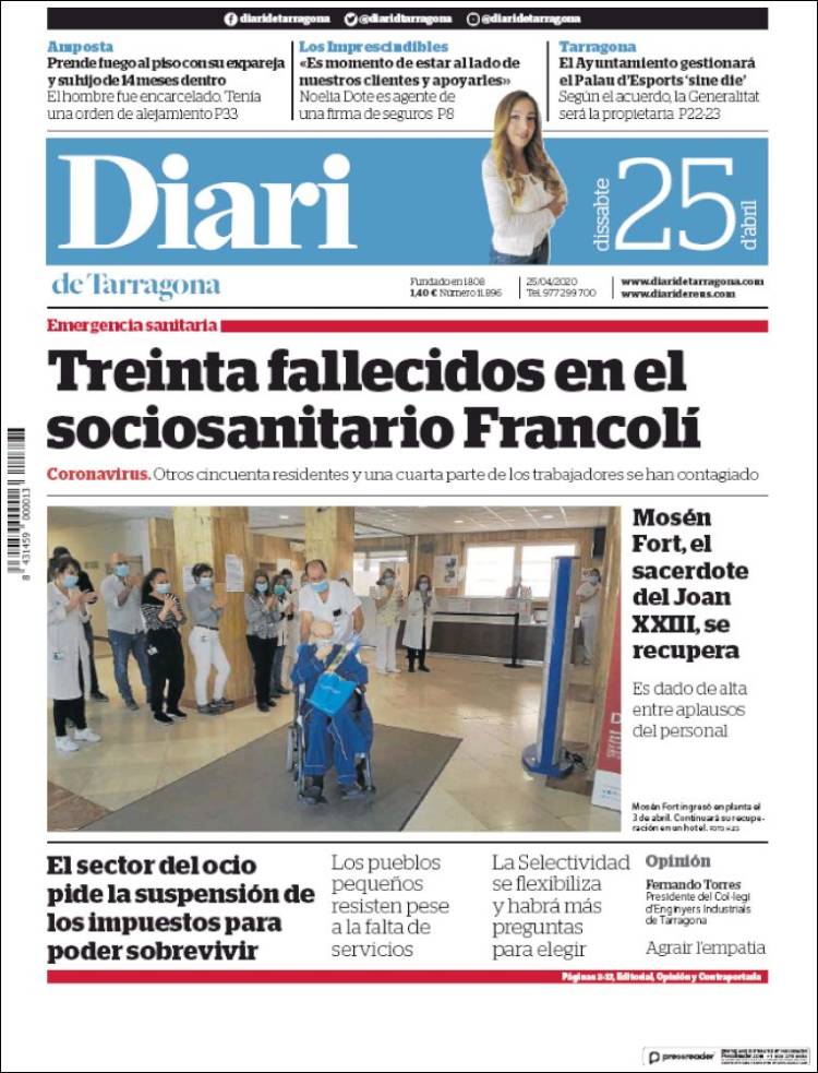 Portada de Diari de Tarragona (España)