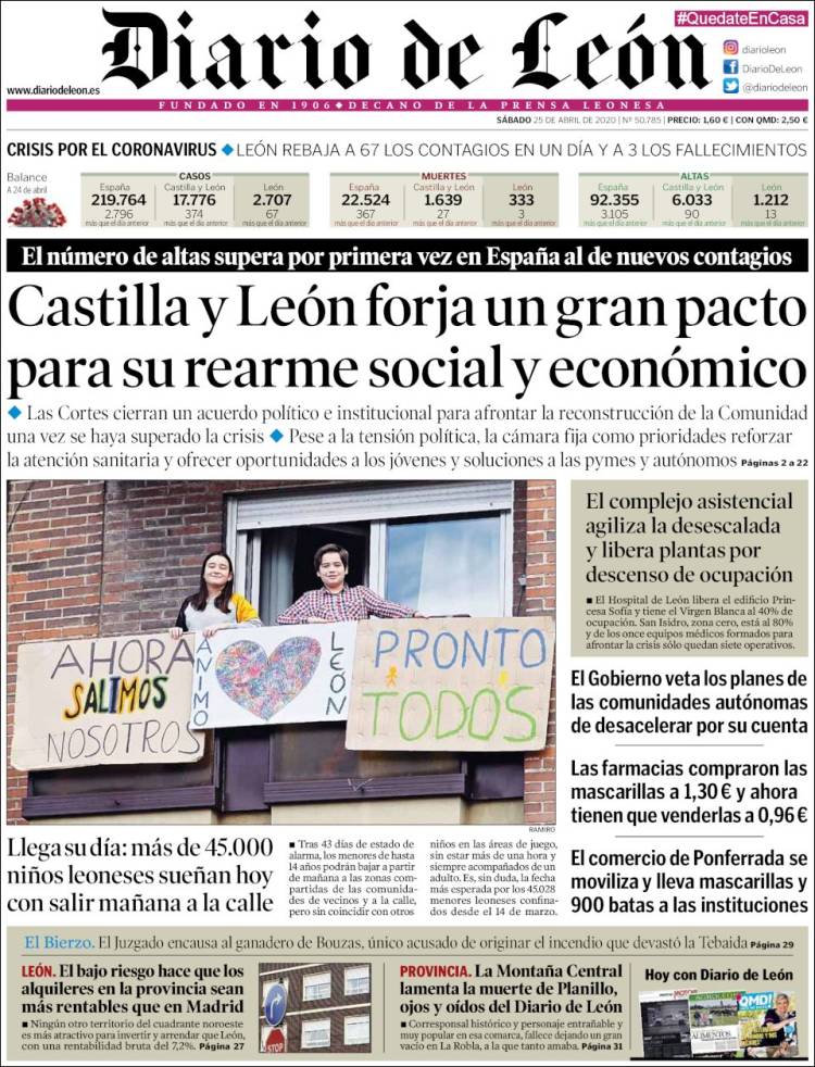 Portada de Diario de León (España)