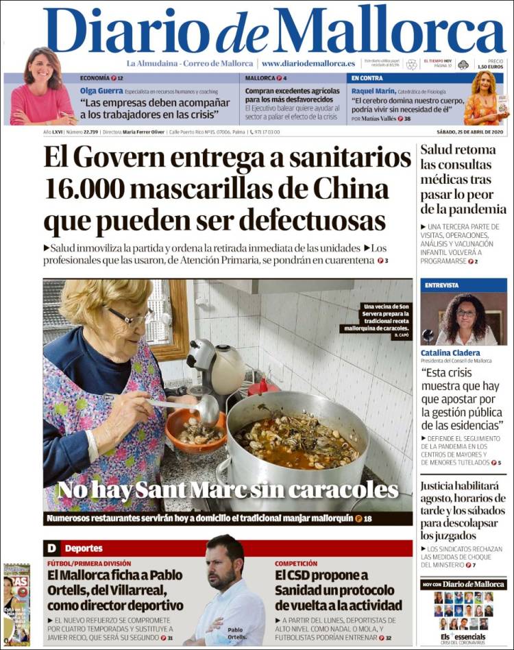 Portada de Diario de Mallorca (España)