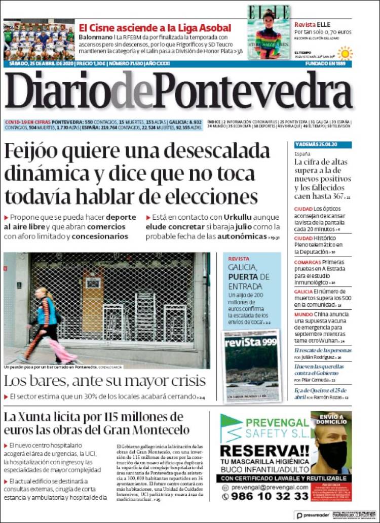 Portada de Diario de Pontevedra (España)