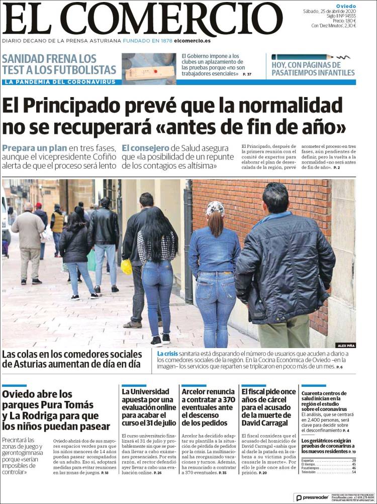 Portada de El Comercio (España)