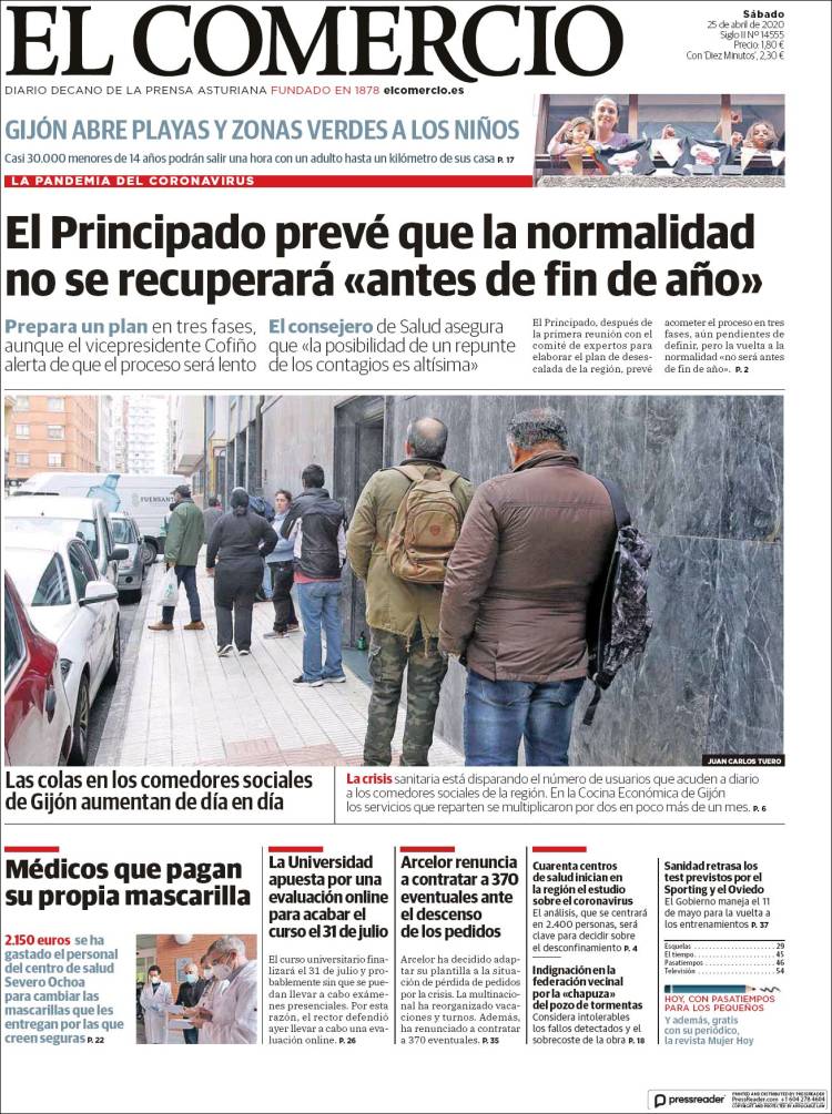 Portada de El Comercio - Gijón (España)