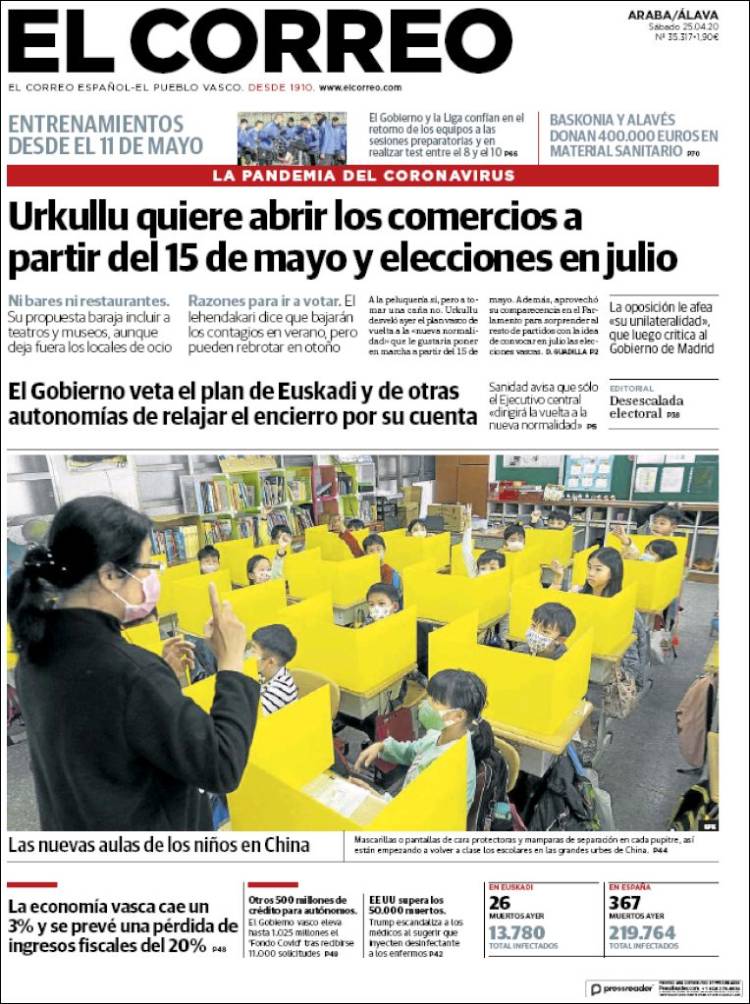 Portada de El Correo - Álava (España)