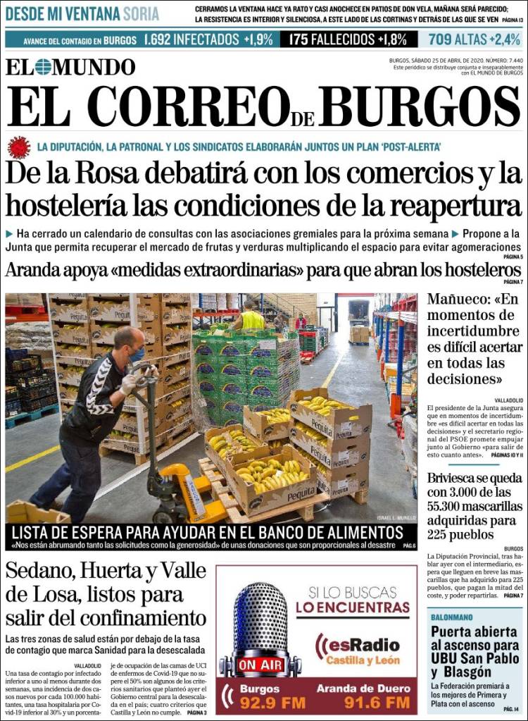 Portada de El Correo de Burgos (España)