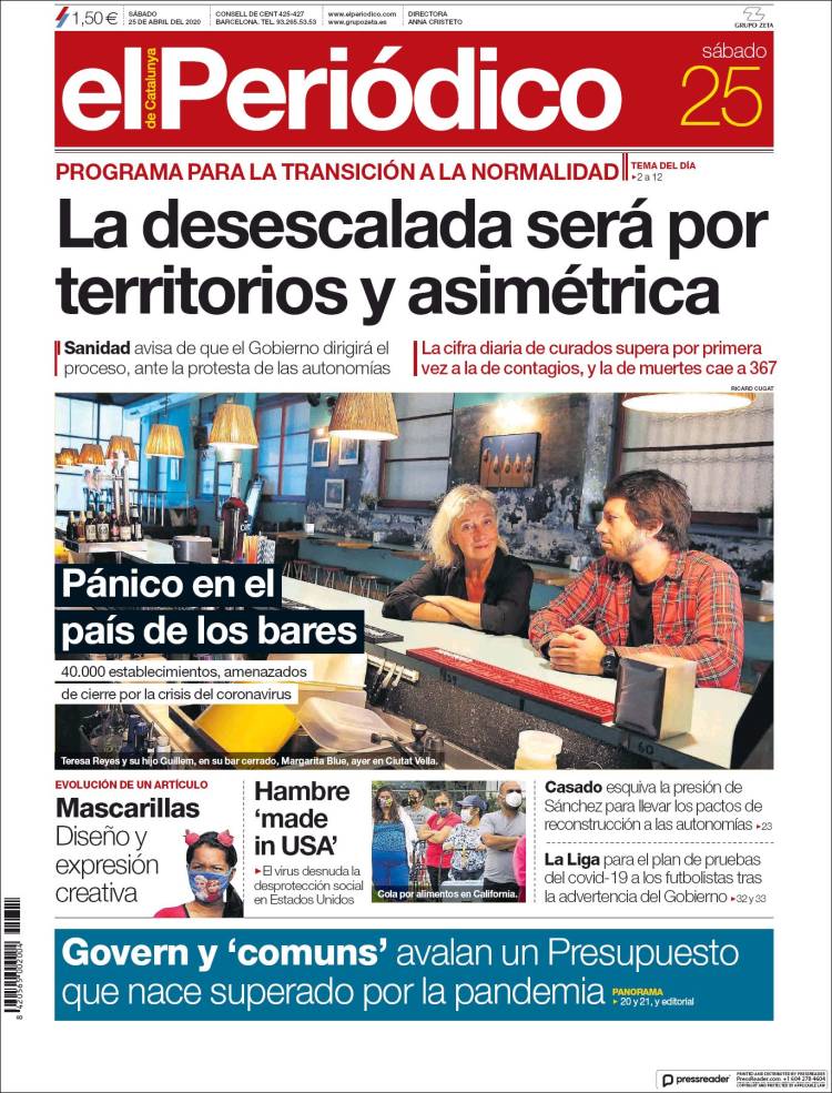 Portada de El Periódico (España)