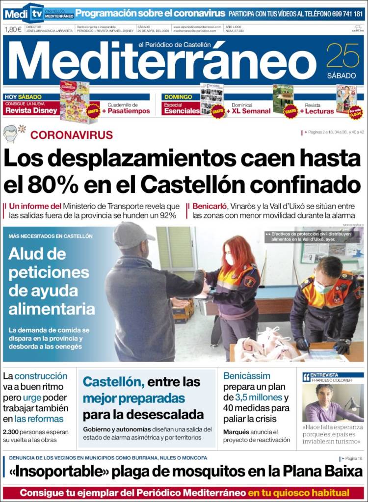 Portada de El Periódico Mediterraneo (España)