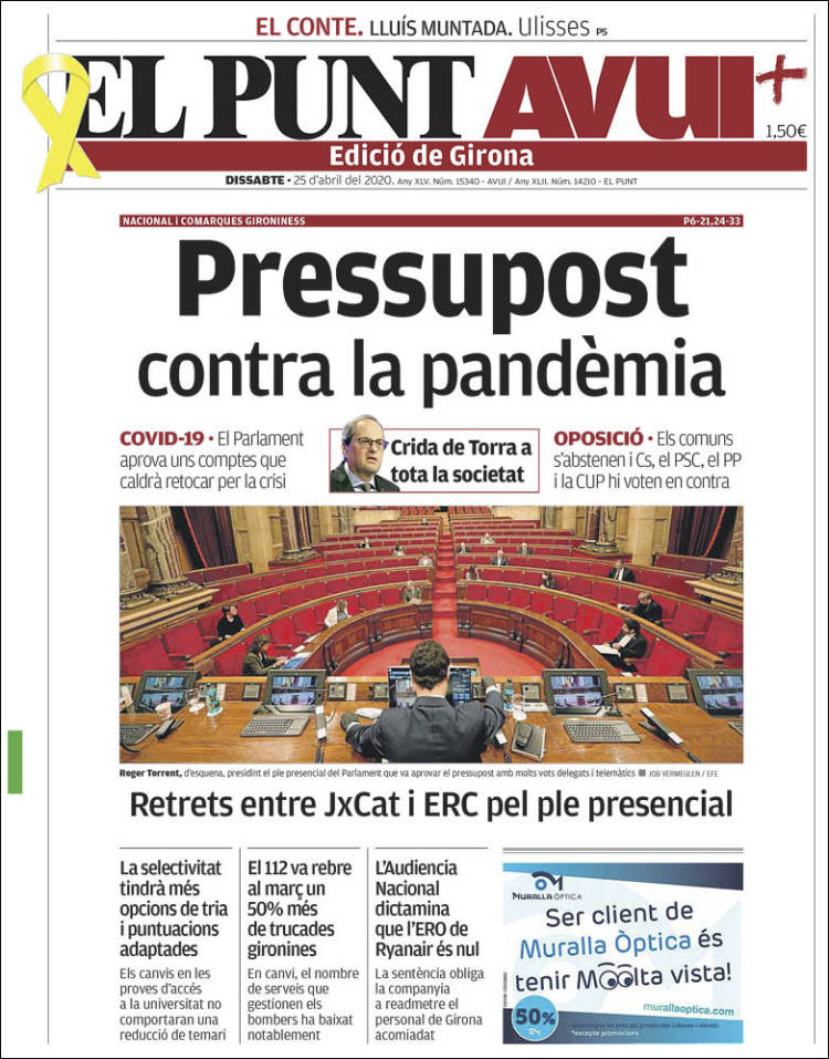 Portada de El Punt Avui - Girona (España)