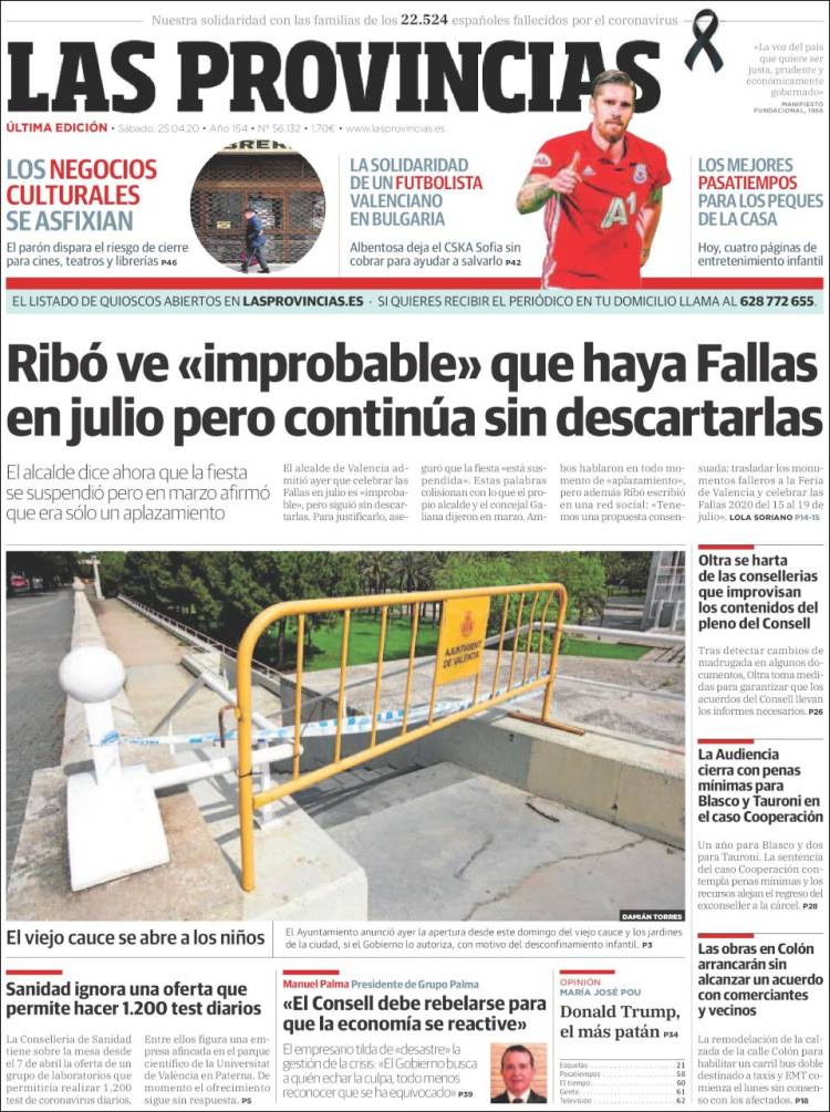 Portada de Las Provincias (España)