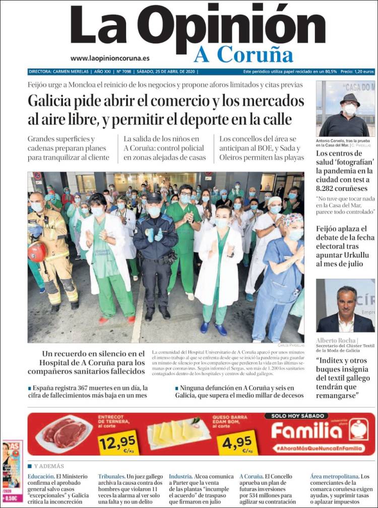 Portada de La Opinión de A Coruña (España)