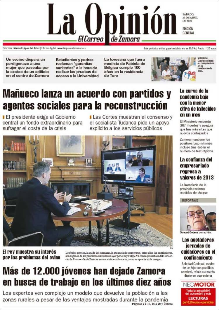 Portada de La Opinión - El Correo de Zamora (España)