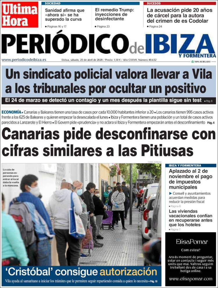 Portada de Periódico de Ibiza (España)