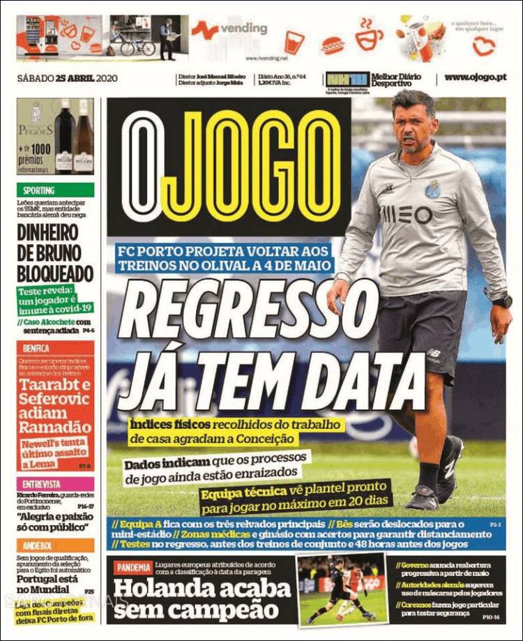 Portada de O Jogo (Portugal)