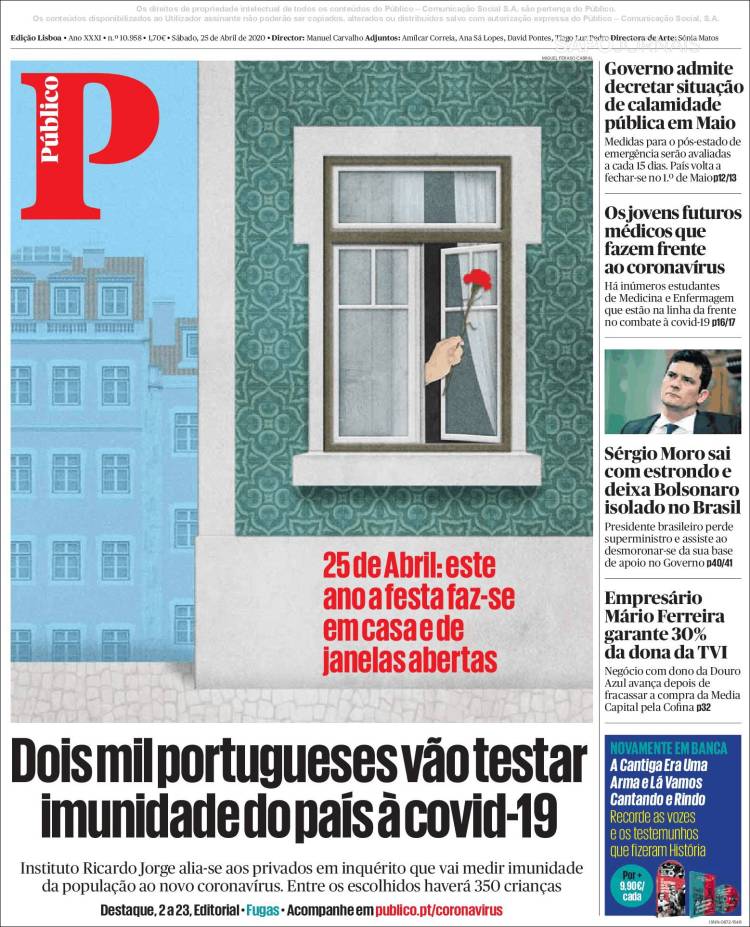 Portada de Público (Portugal)