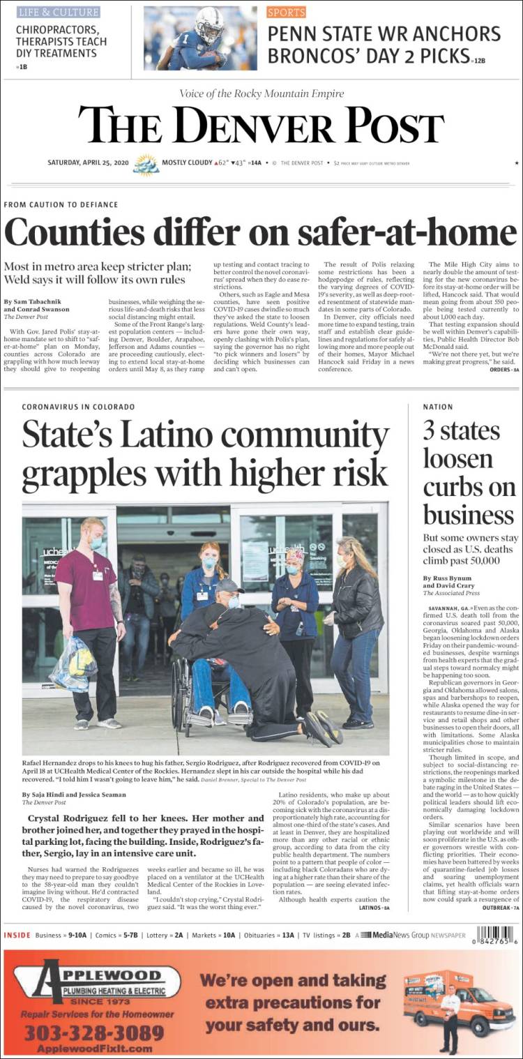 Portada de The Denver Post (USA)