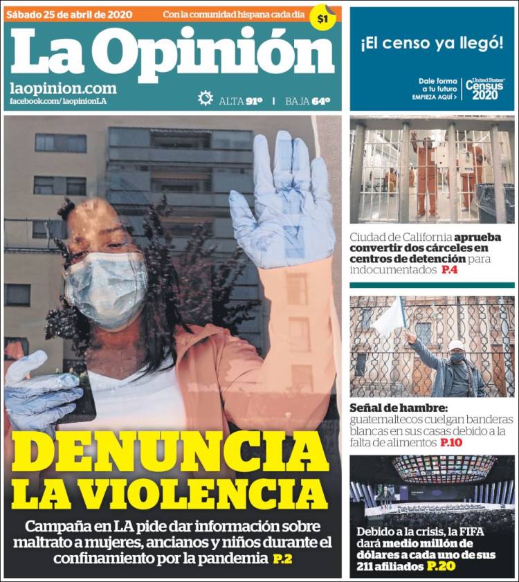 Portada de La Opinión (USA)