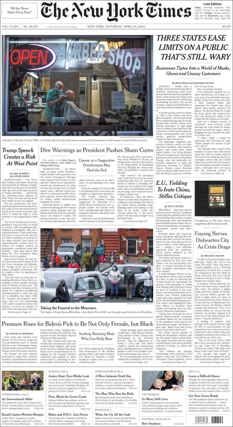 Portada de New York Times (USA)