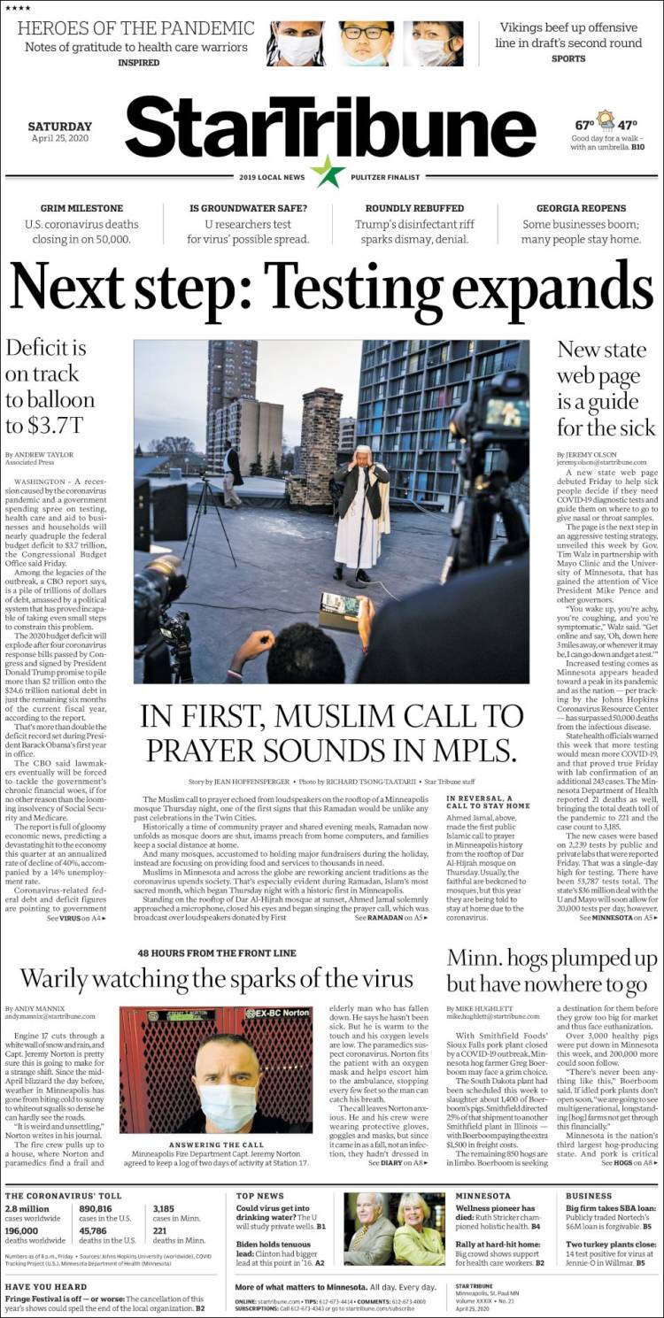 Portada de Star Tribune (USA)