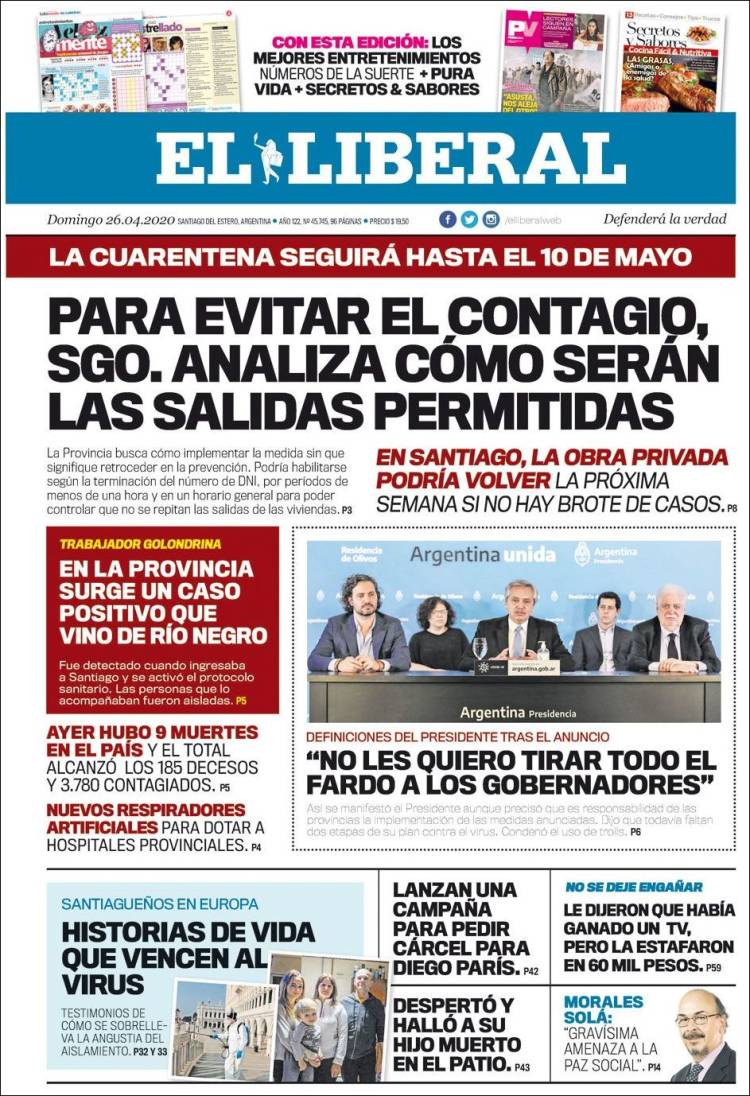 Portada de Diario El Liberal (Argentina)