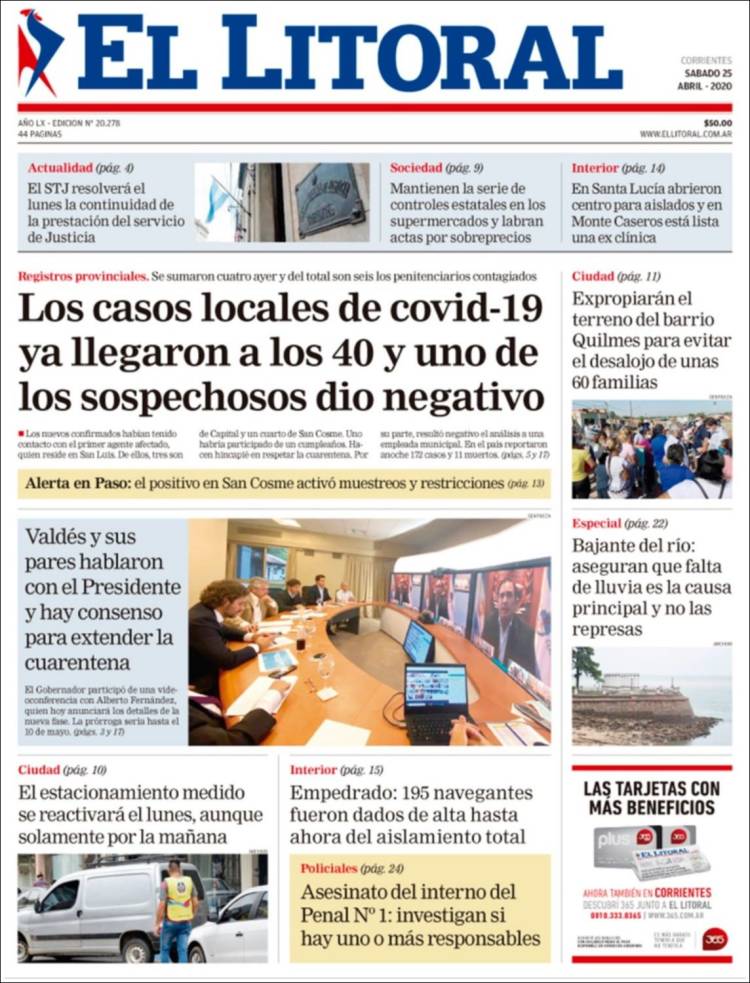 Portada de El Litoral Corrientes (Argentina)