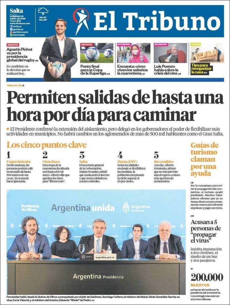 Portada de El Tribuno - Salta (Argentina)