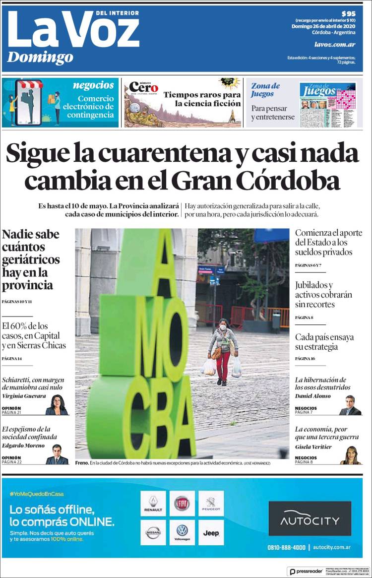 Portada de La Voz del Interior (Argentina)
