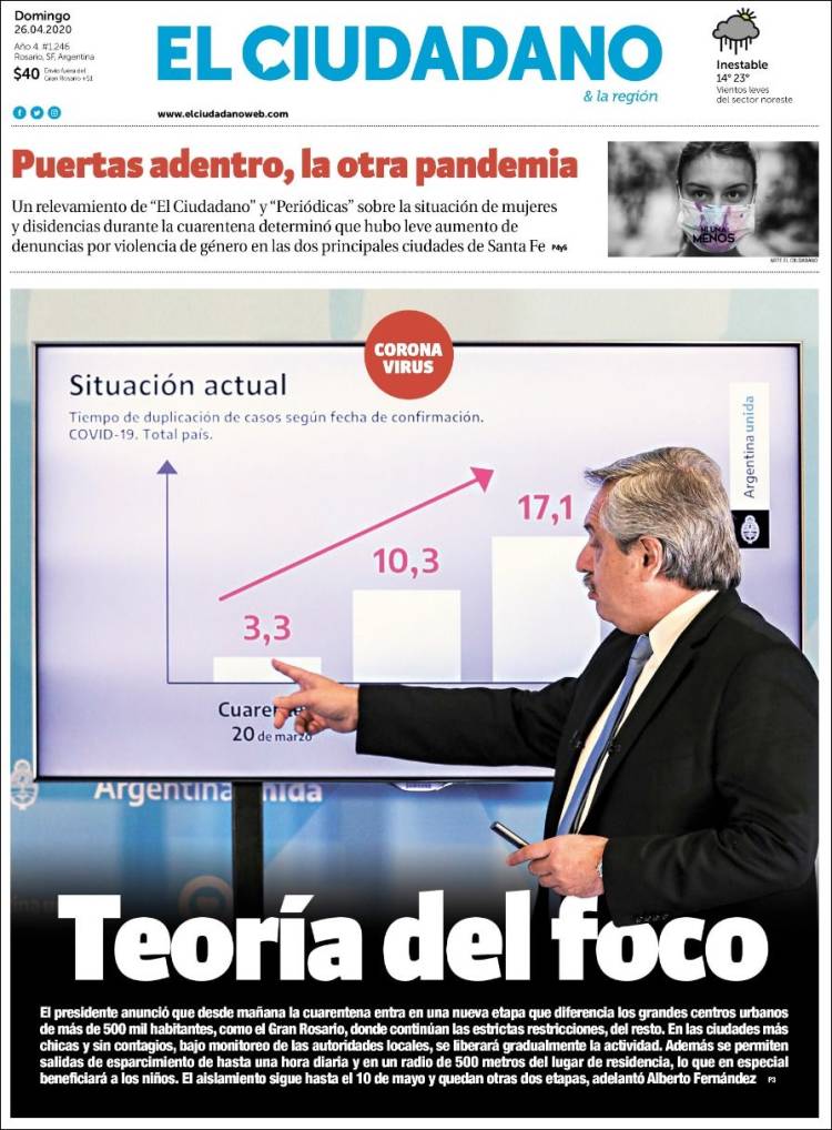 Portada de Diario El Ciudadano (Argentina)