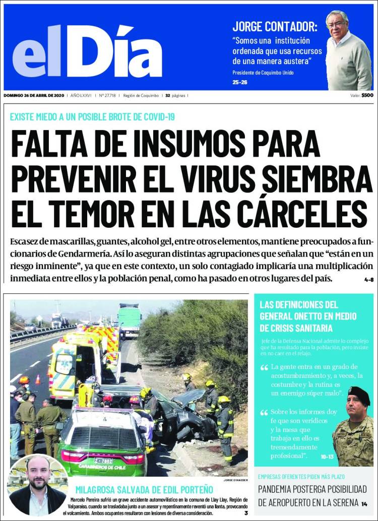 Portada de El Día (Chile)