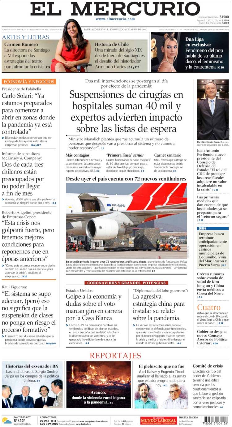 Portada de El Mercurio (Chile)