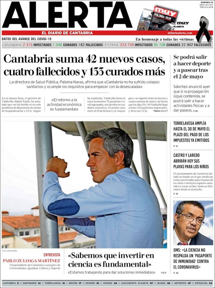 Portada de Alerta - El Diario de Cantabria (España)