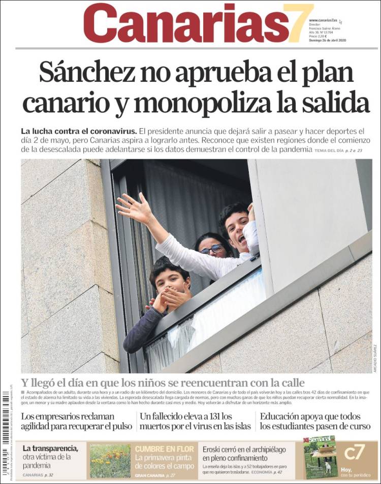 Portada de Canarias 7 (España)