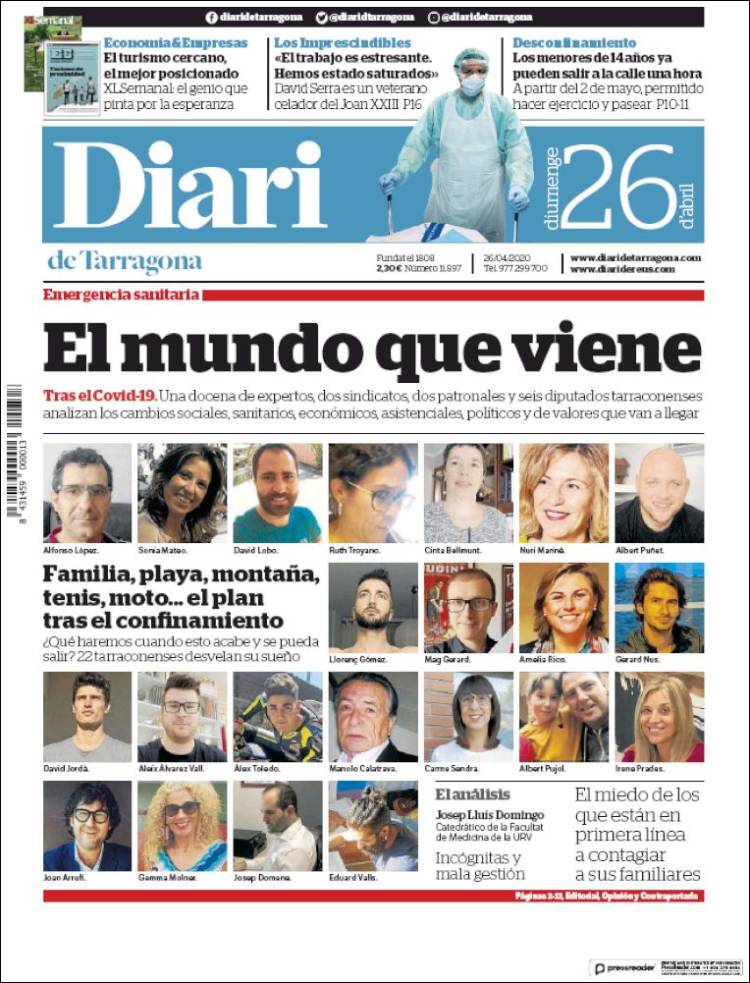 Portada de Diari de Tarragona (España)