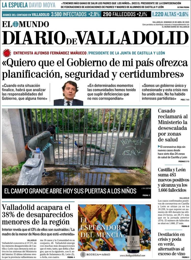 Portada de Diario de Valladolid (Spain)