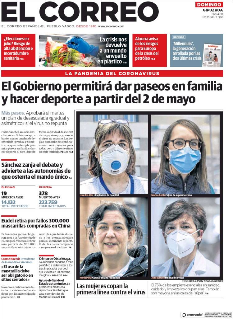 Portada de El Correo - Guipuzcoa (España)