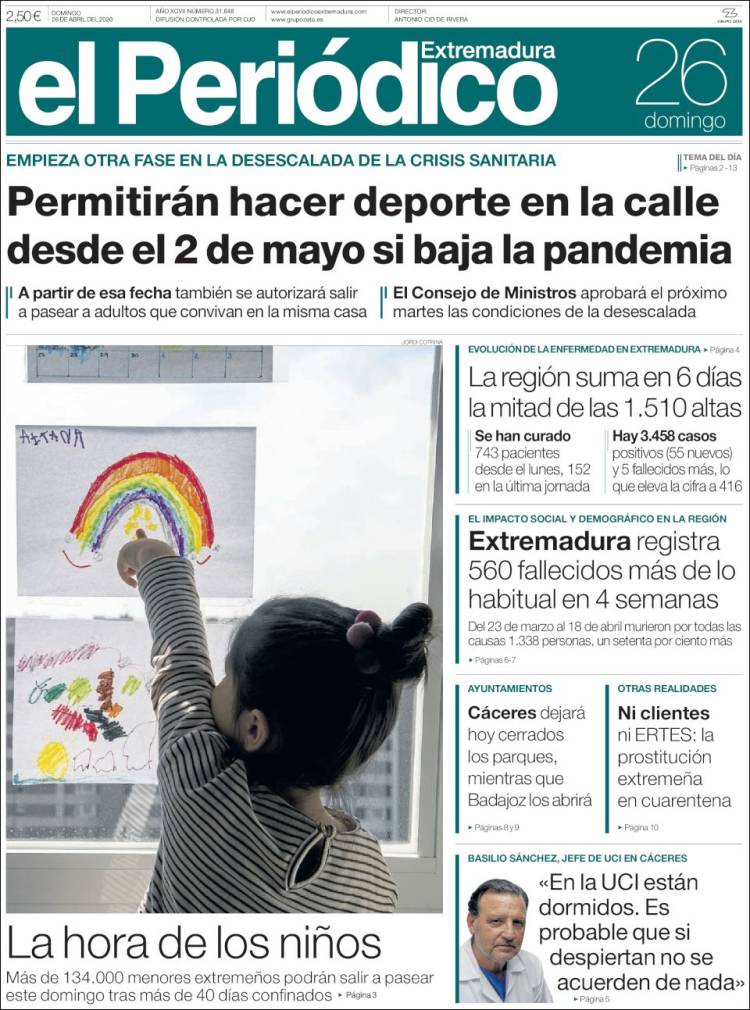 Portada de El Periódico de Extremadura (España)