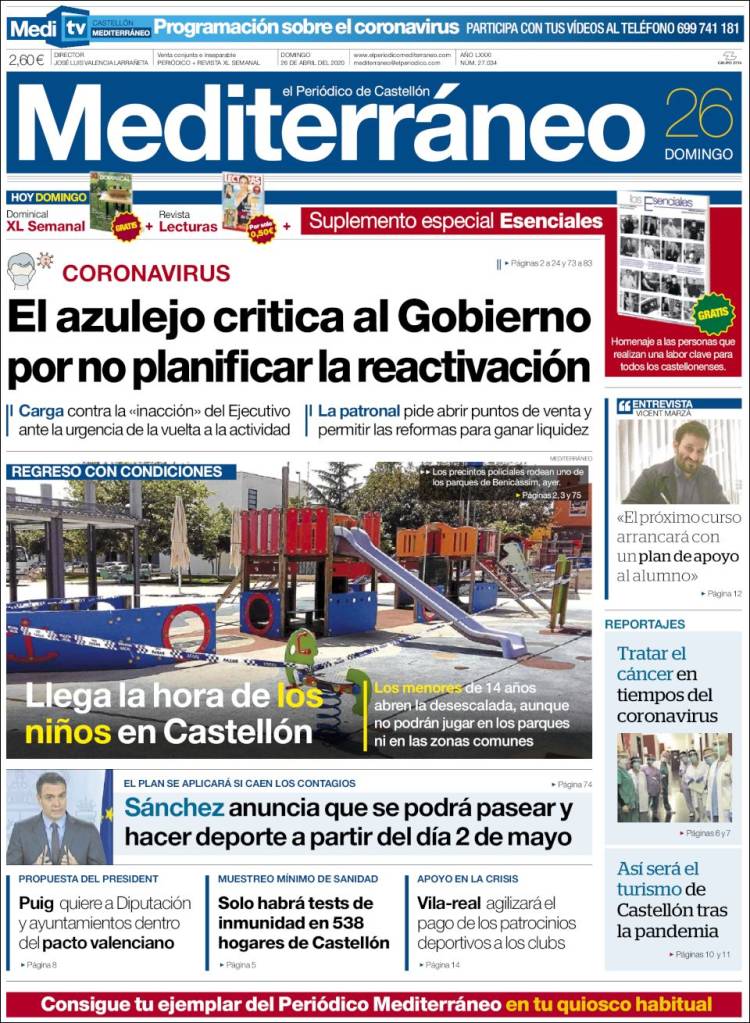 Portada de El Periódico Mediterraneo (España)