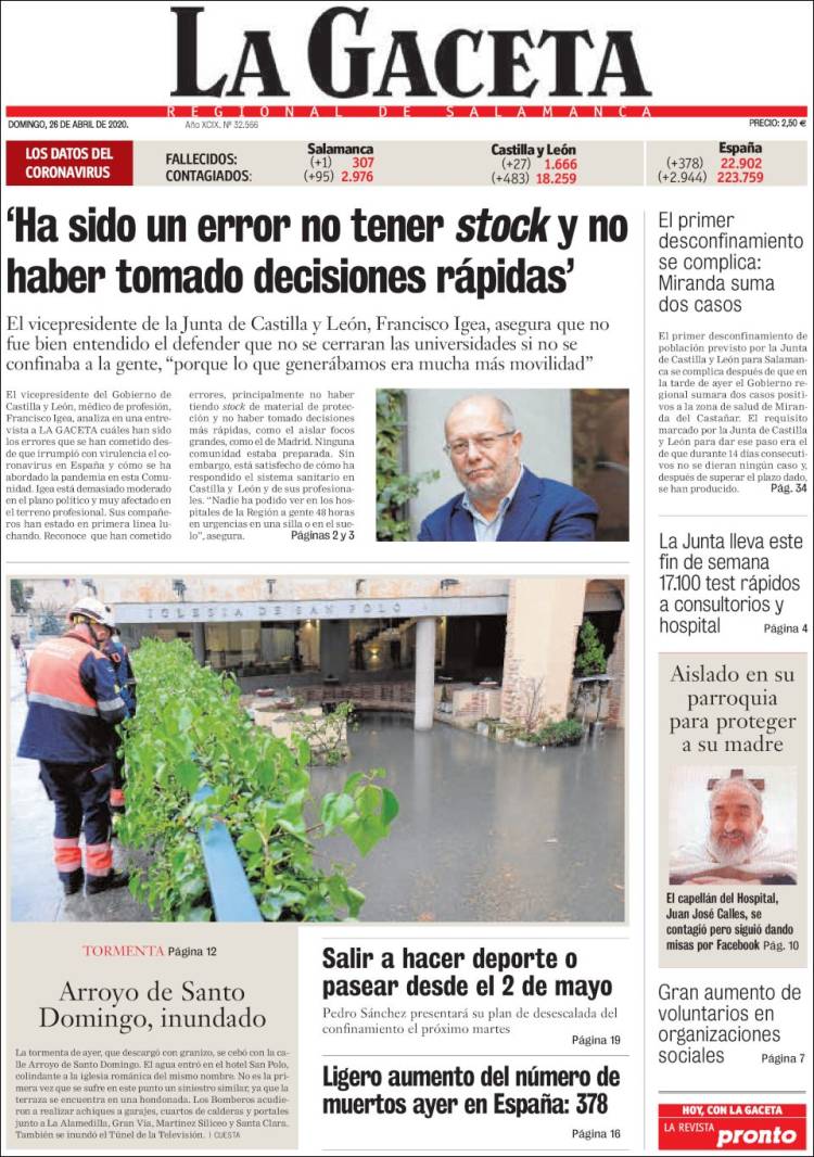 Portada de La Gaceta de Salamanca (España)